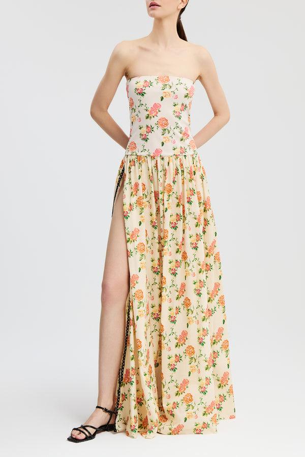 caroline constas MARIANA DRESS WHITE FLORAL