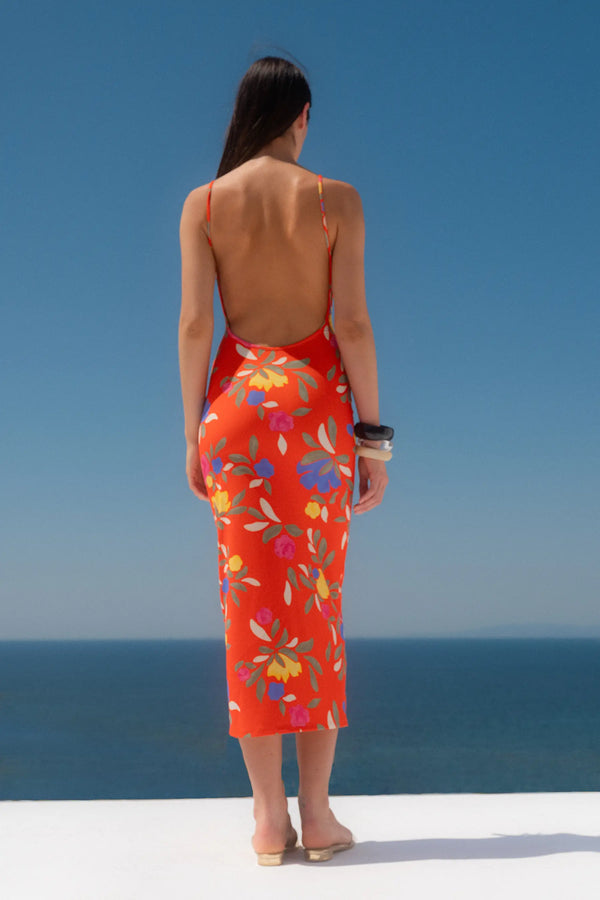 Caroline Constas MELINA DRESS RED VINTAGE FLORAL