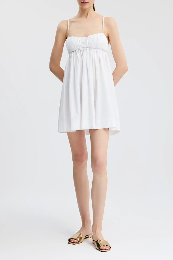 caroline constas ROSALINE EMPIRE MINI DRESS WHITE