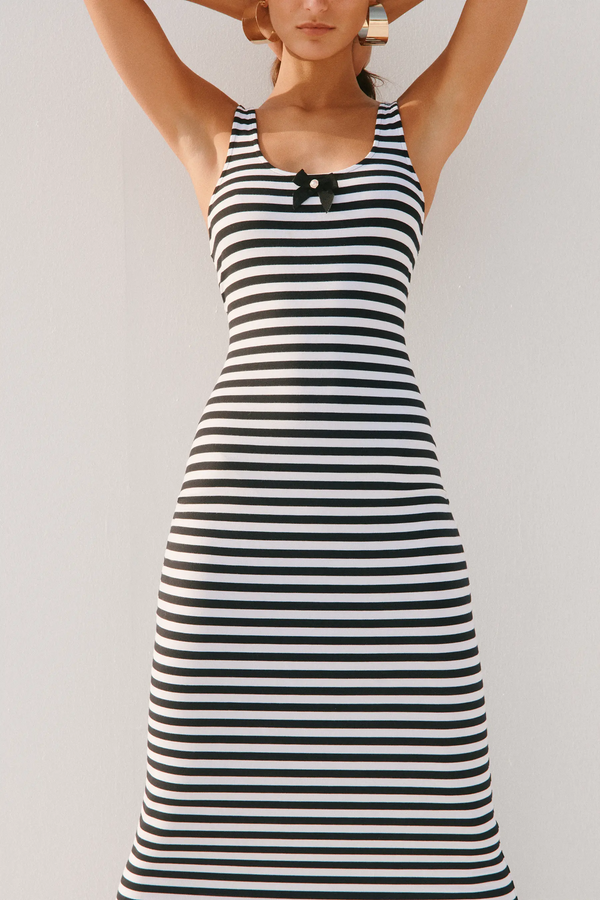 Caroline Constas TASHA DRESS BLACK STRIPE