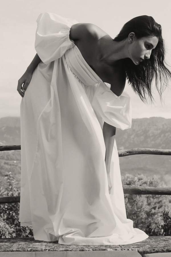 Caroline Constas EMILIA RUCHED EMPIRE MAXI DRESS IVORY