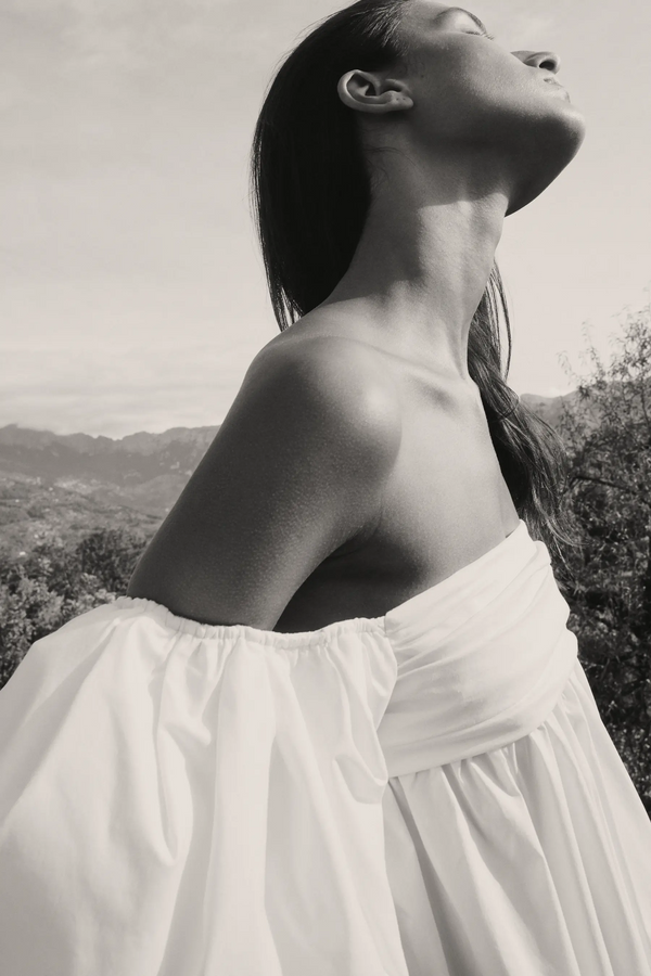 Caroline Constas EMILIA RUCHED EMPIRE MAXI DRESS IVORY
