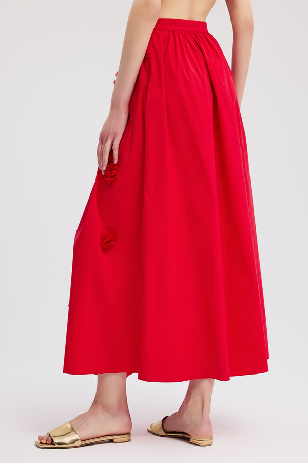 Caroline Constas MARCHELINE MIDI SKIRT HIGH RISK RED