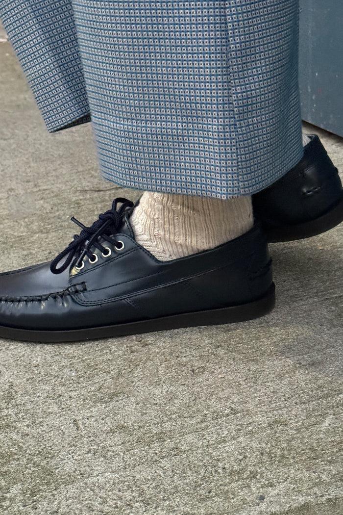 Caron Callahan BAXTER BOAT SHOE Deep Navy Polished Leather