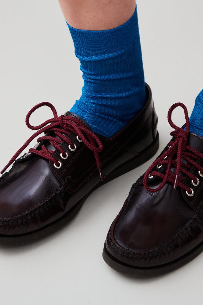 Caron Callahan BAXTER BOAT SHOE Oxblood Satin Leather