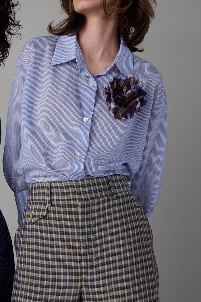 Caron Callahan ALICE SHIRT Blue Pinstripe