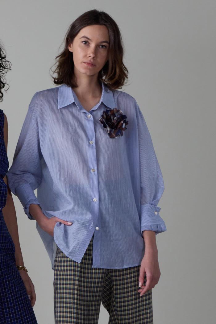 Caron Callahan ALICE SHIRT Blue Pinstripe