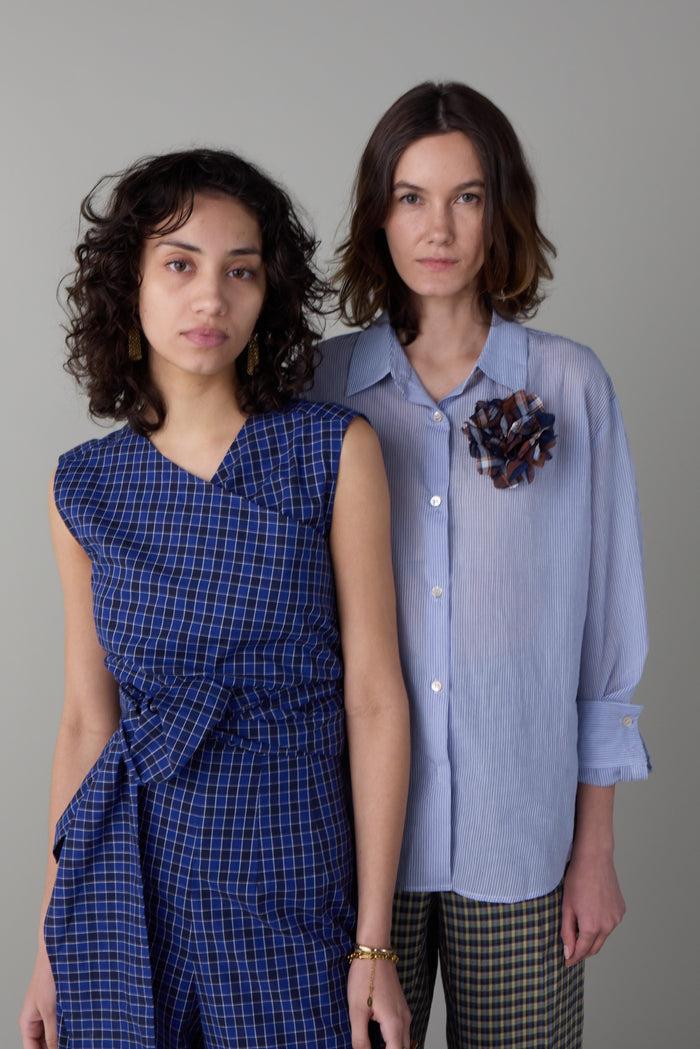 caron callahan ALICE SHIRT Blue Pinstripe