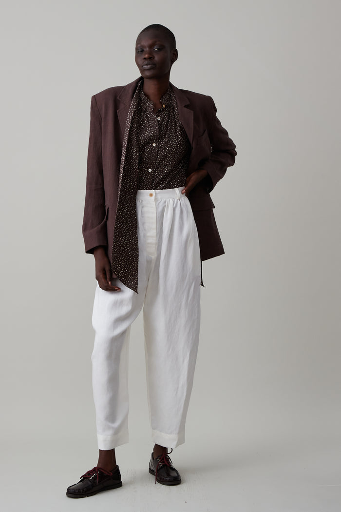 caron callahan BRADY TROUSER Cream Tencel Linen