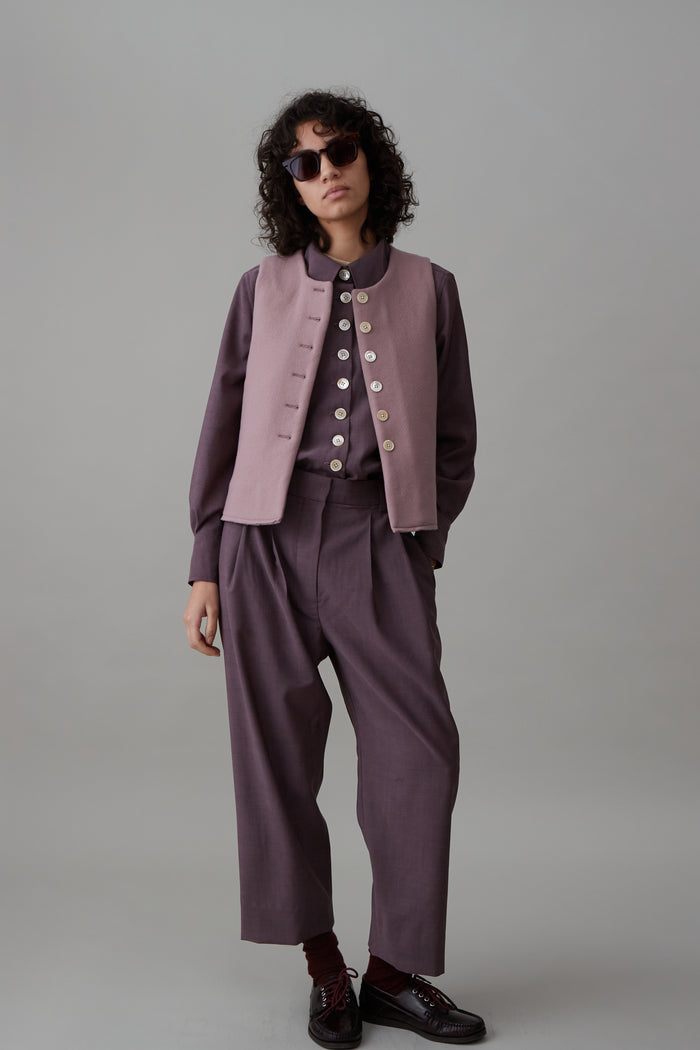 caron callahan CALLUM PANT Mauve Tropical Wool