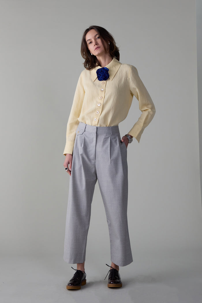 Caron Callahan CALLUM PANT Pale Grey Summer Wool