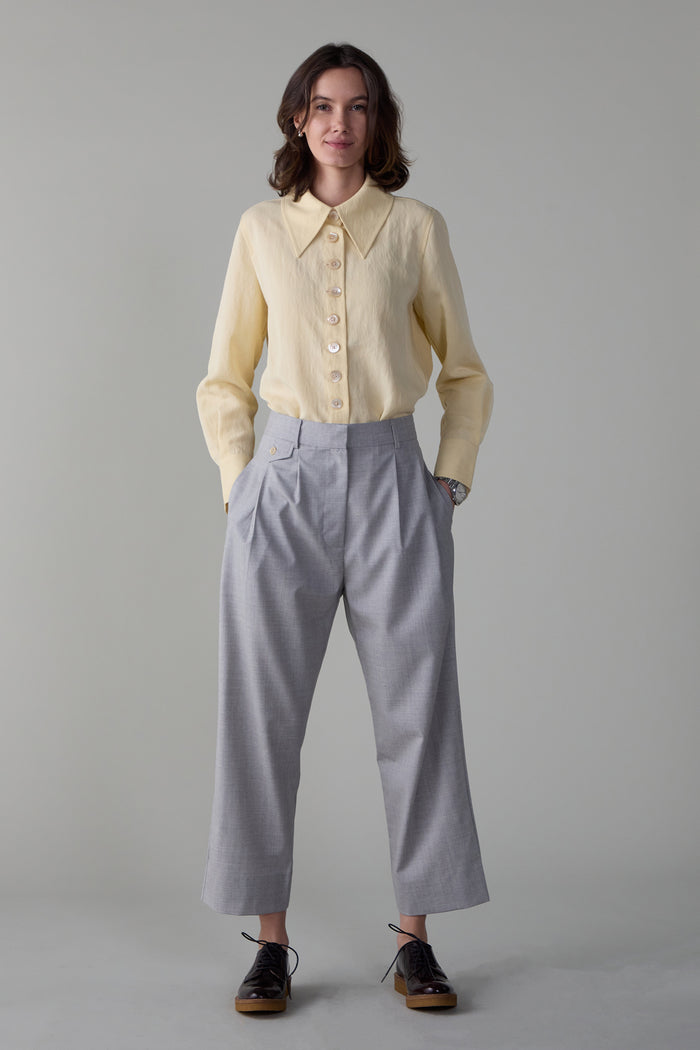 caron callahan CALLUM PANT Pale Grey Summer Wool
