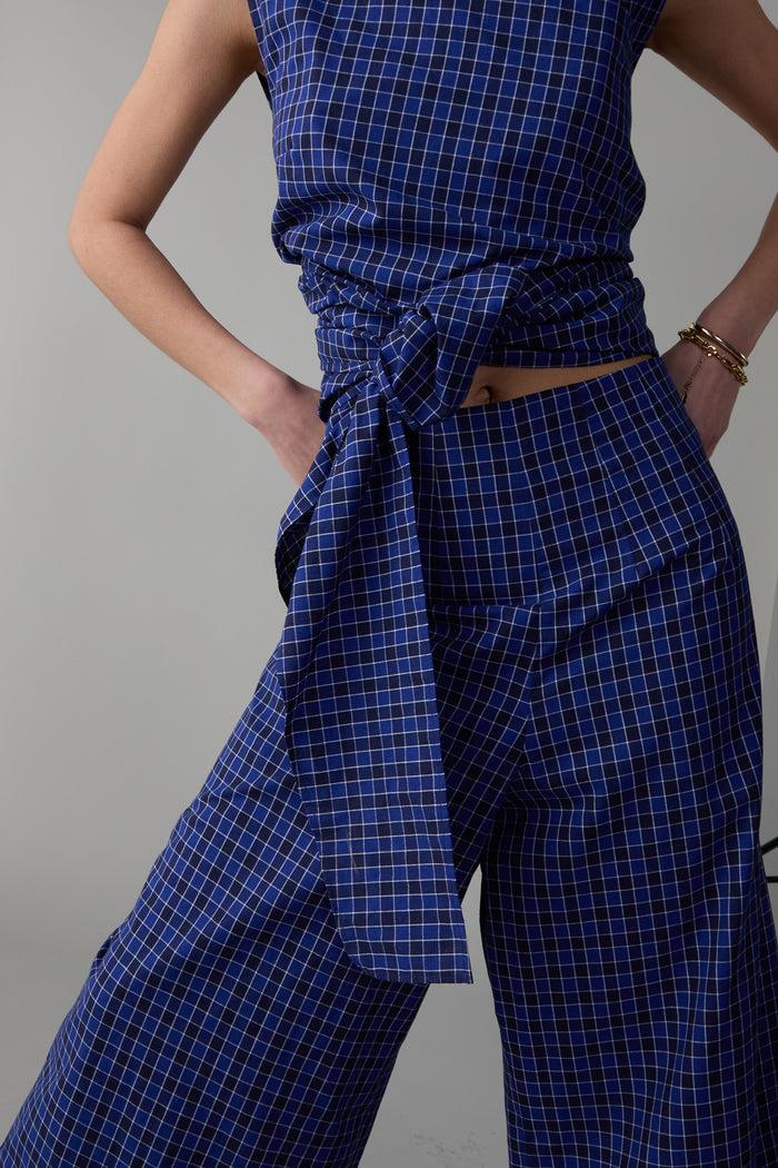 Caron Callahan CARRELL JUMPSUIT Blue Box Plaid