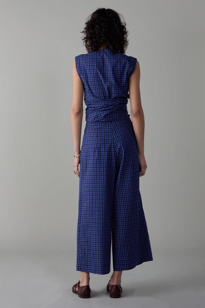 Caron Callahan CARRELL JUMPSUIT Blue Box Plaid