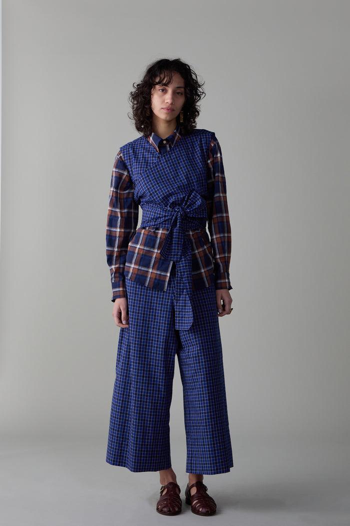 Caron Callahan CARRELL JUMPSUIT Blue Box Plaid