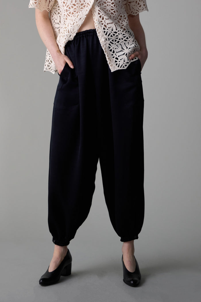 Caron Callahan CARY PANT Black Satin Viscose