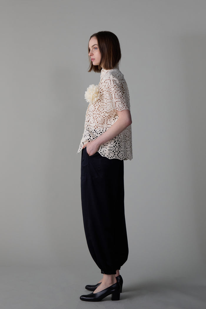 Caron Callahan CARY PANT Black Satin Viscose