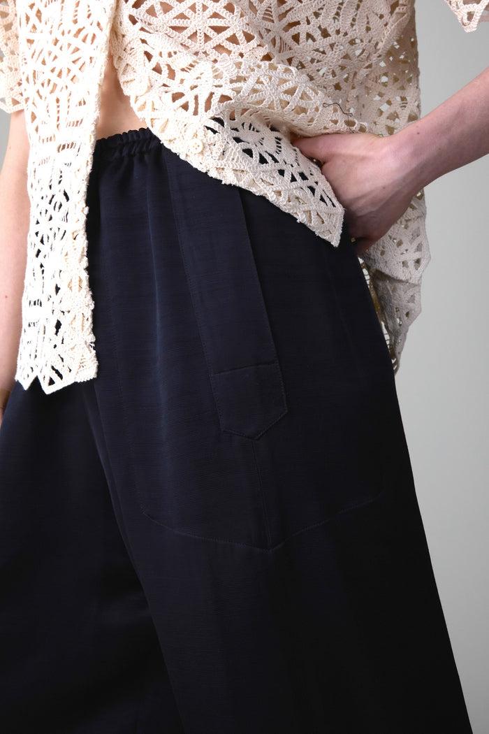 Caron Callahan CARY PANT Black Satin Viscose