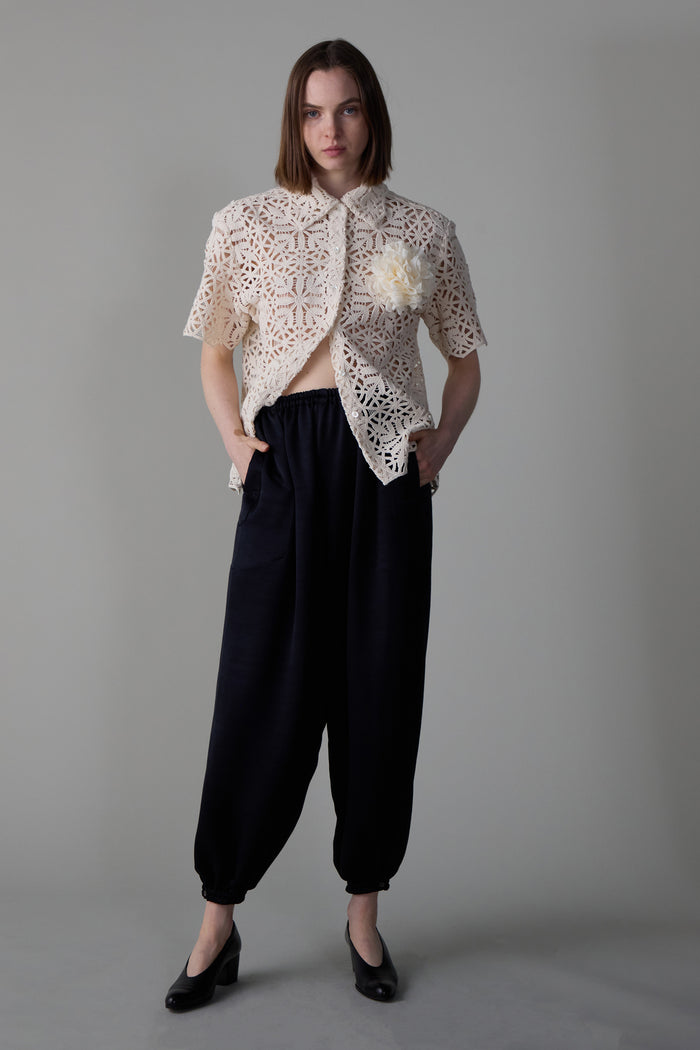 caron callahan CARY PANT Black Satin Viscose