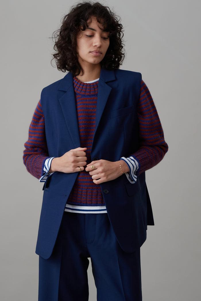 Caron Callahan CONSTANCE VEST Marine Tropical Wool