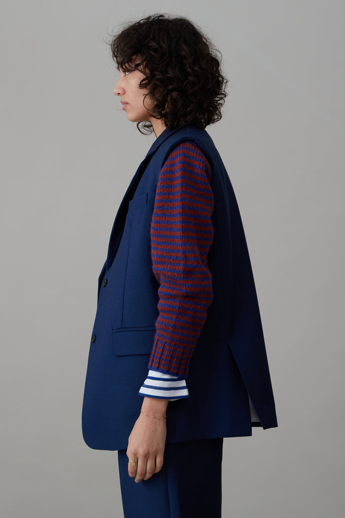 Caron Callahan CONSTANCE VEST Marine Tropical Wool