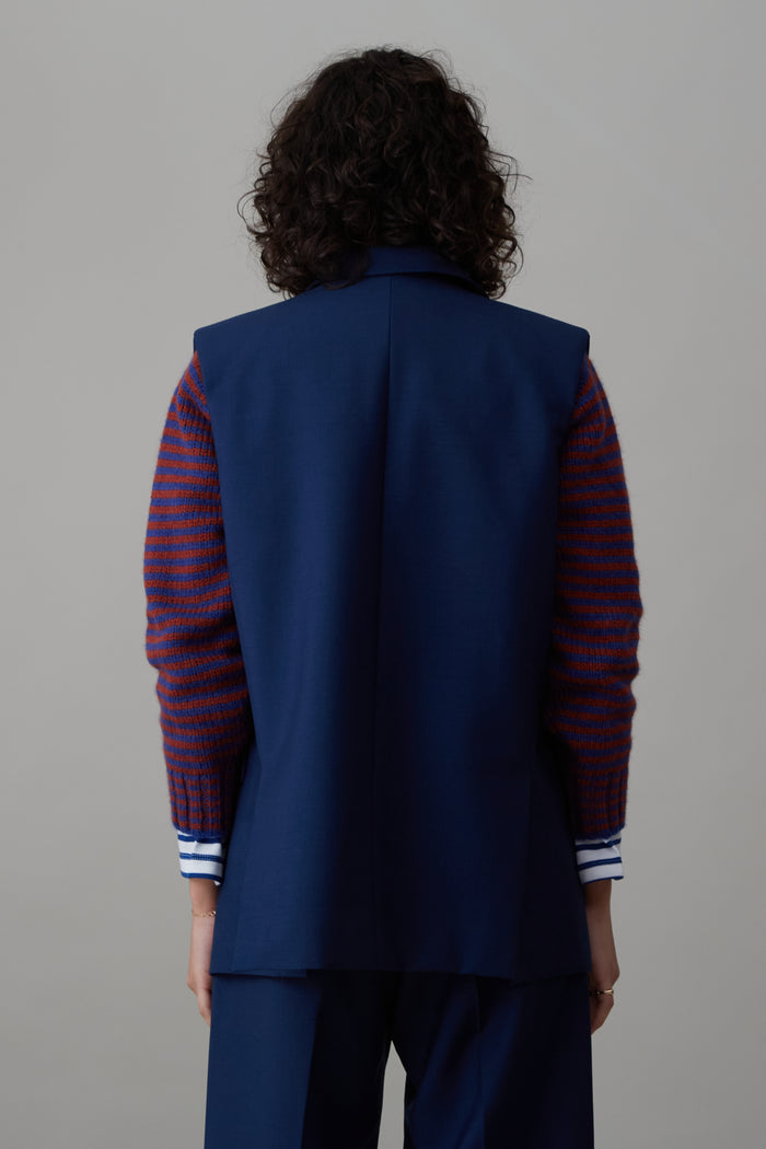 Caron Callahan CONSTANCE VEST Marine Tropical Wool