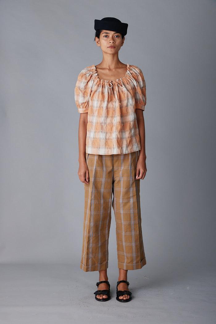Caron Callahan ELAINA SHIRT Peach Plaid