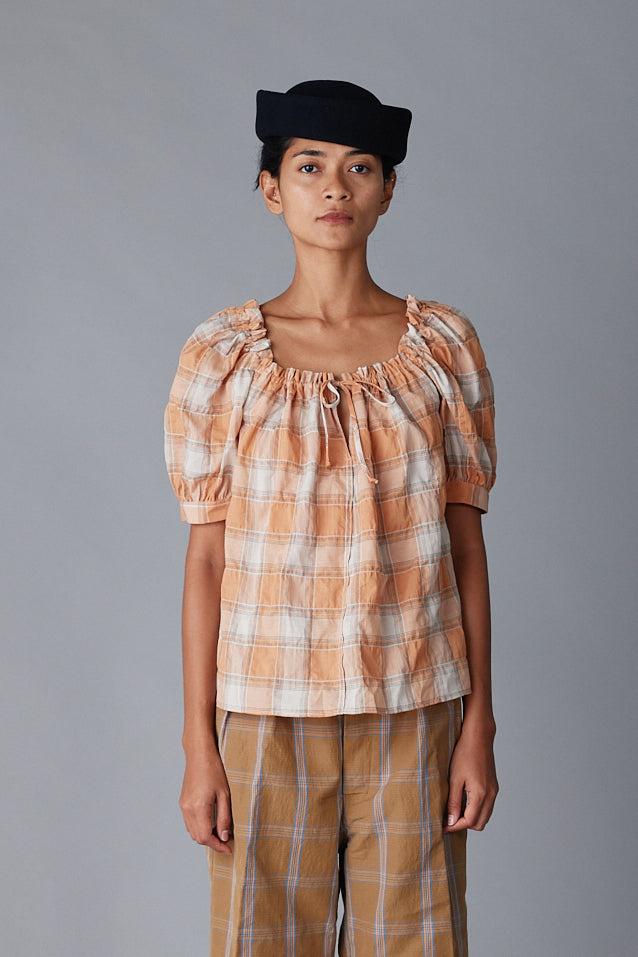 caron callahan ELAINA SHIRT Peach Plaid