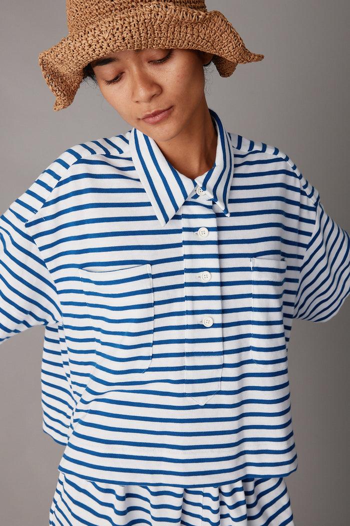 Caron Callahan ISSA TOP Blue & White Stripe Jersey