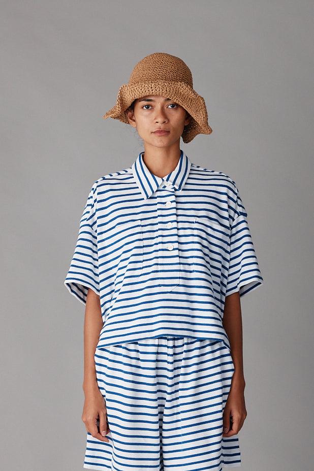 caron callahan ISSA TOP Blue & White Stripe Jersey