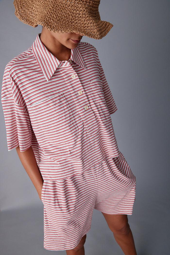 Caron Callahan ISSA TOP Pink Fine Jersey Stripe