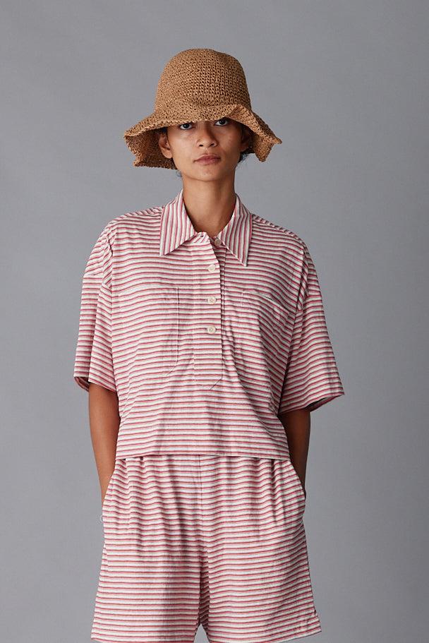 caron callahan ISSA TOP Pink Fine Jersey Stripe