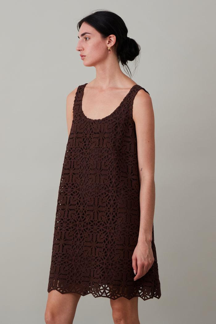 Caron Callahan JEANINE DRESS Chocolate Cotton Lace