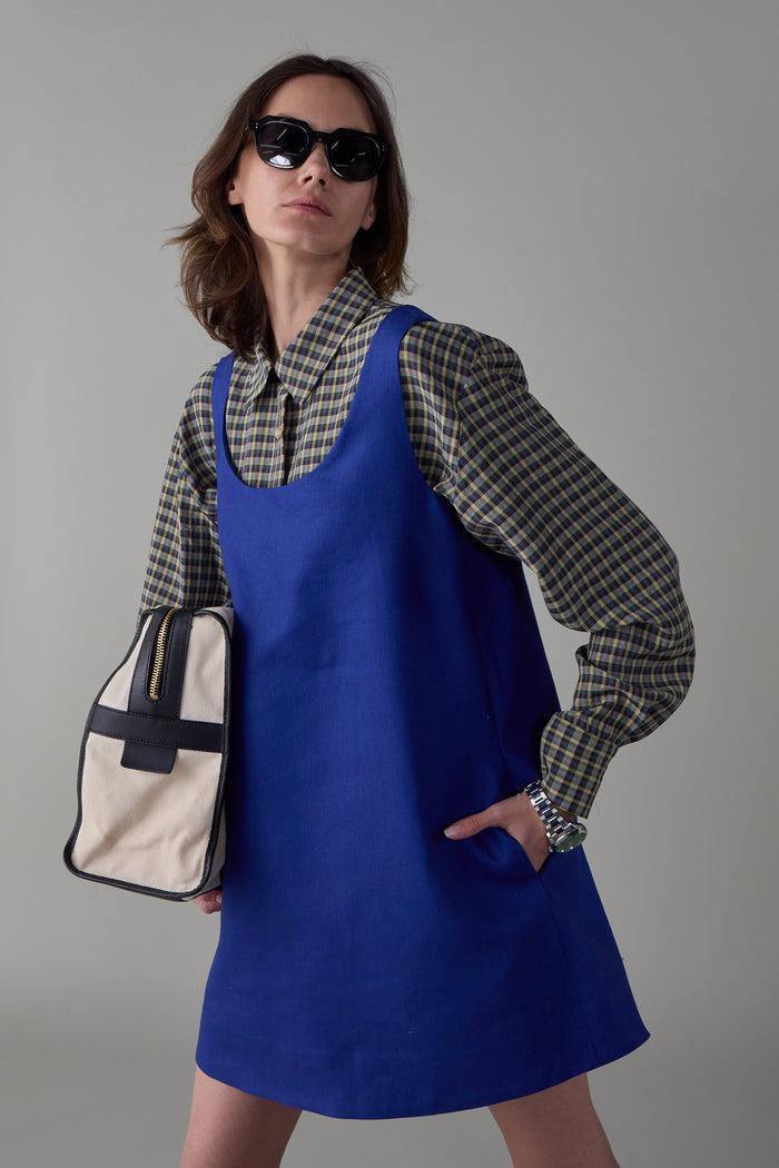 Caron Callahan JEANINE DRESS Cobalt Twill