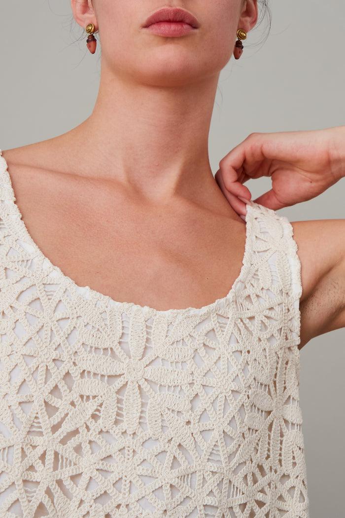 Caron Callahan JEANINE DRESS Egret Cotton Lace