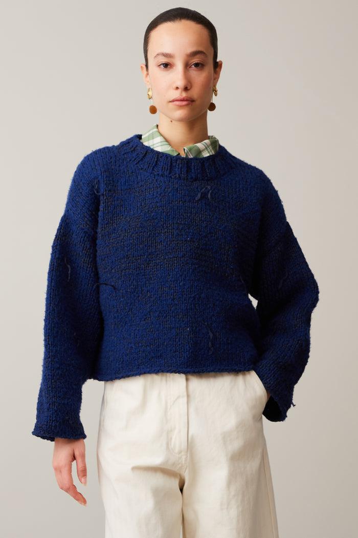 caron callahan LEWISTON SWEATER Indigo Boucle