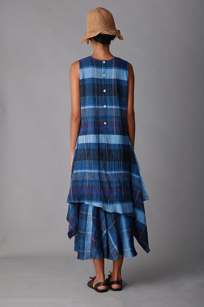 Caron Callahan MARA DRESS Blue Madras Plaid