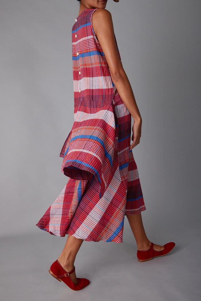 Caron Callahan MARA DRESS Red Madras Plaid