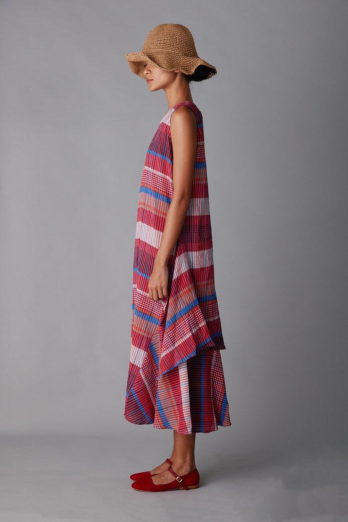 Caron Callahan MARA DRESS Red Madras Plaid
