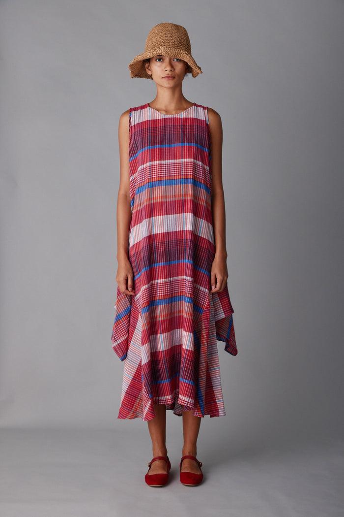 caron callahan MARA DRESS Red Madras Plaid