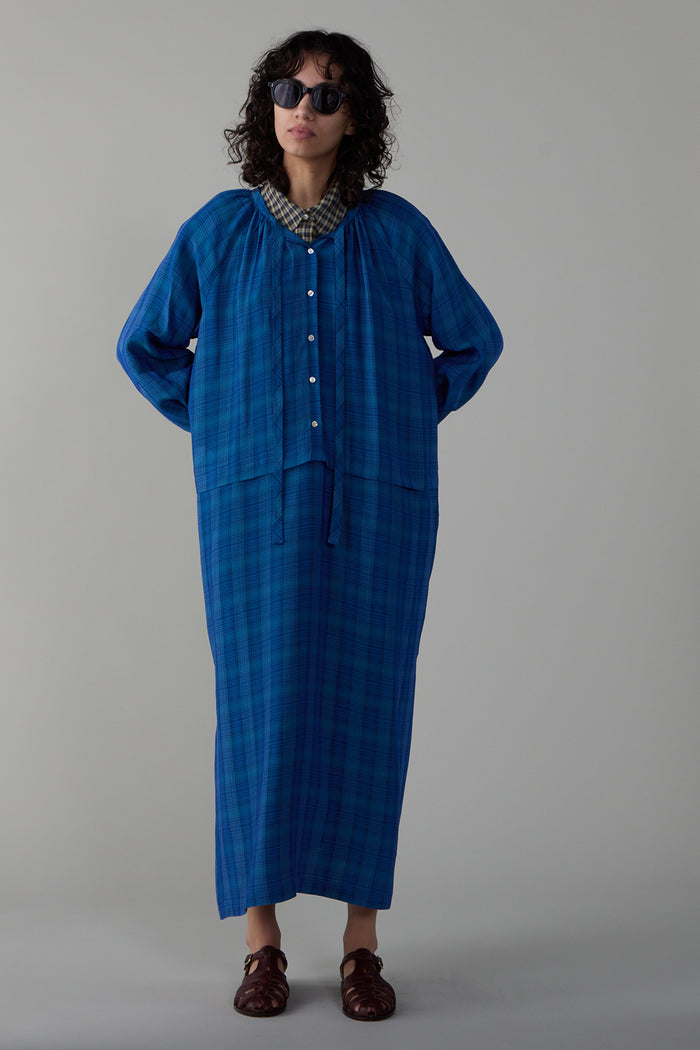 Caron Callahan MELINA DRESS Teal Viscose Plaid