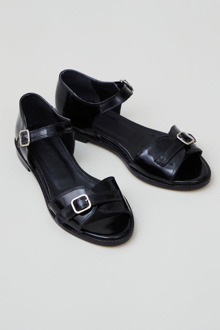 Caron Callahan REMY SANDAL Black Polished Leather