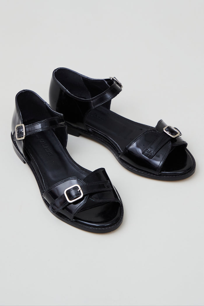 caron callahan REMY SANDAL Black Polished Leather