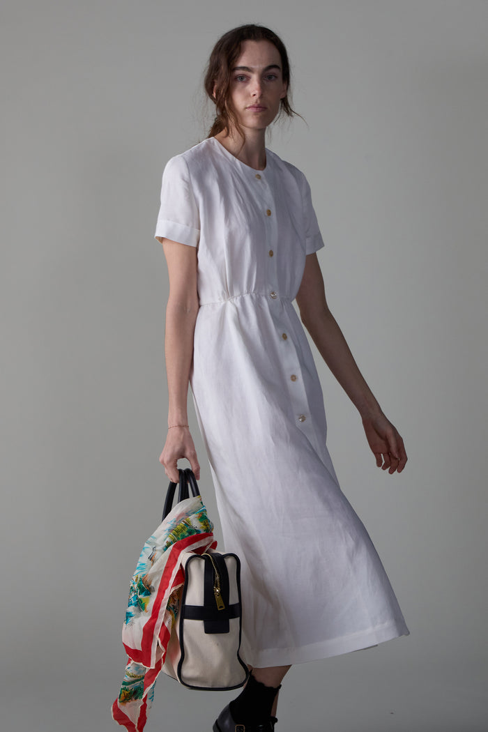 Caron Callahan ROSETTA DRESS Cream Tencel Linen