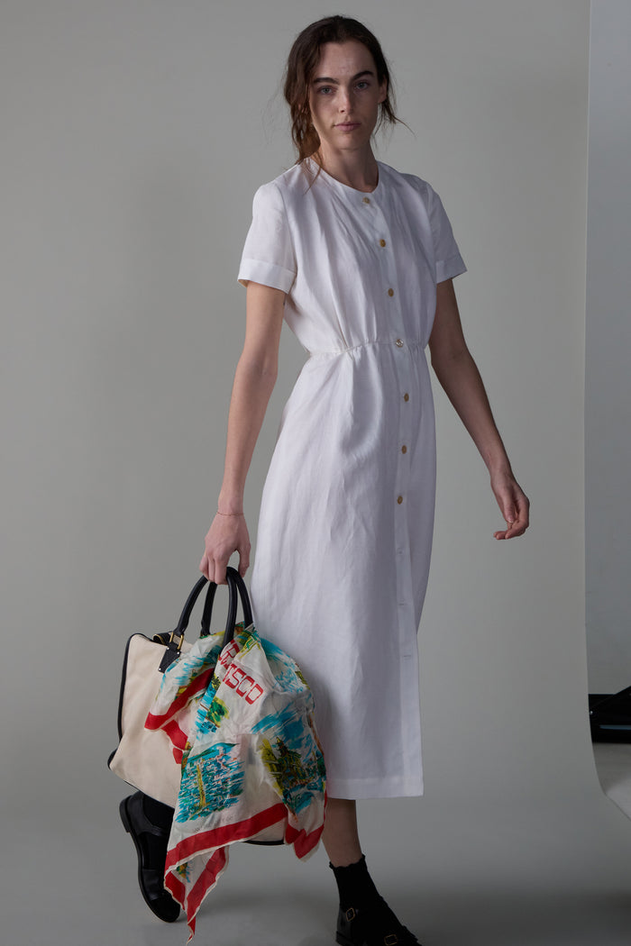 Caron Callahan ROSETTA DRESS Cream Tencel Linen