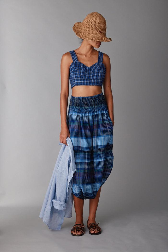 Caron Callahan TULIP PANT Blue Madras Plaid
