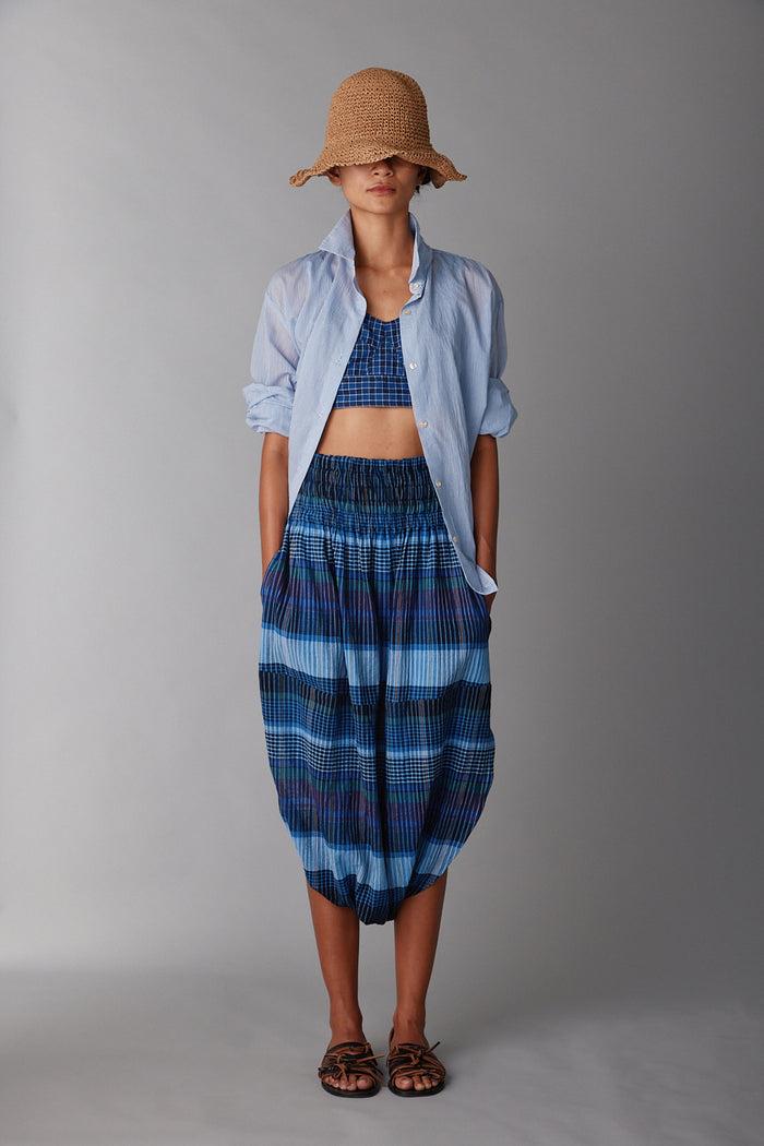 caron callahan TULIP PANT Blue Madras Plaid