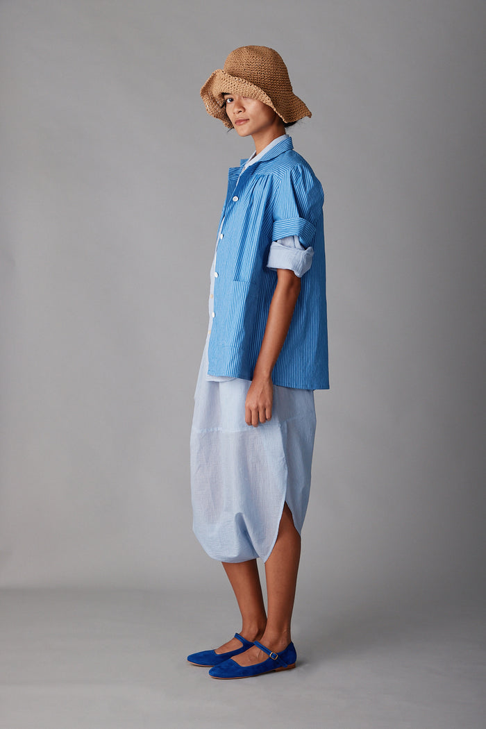caron Callahan TULIP PANT Blue Pinstripe
