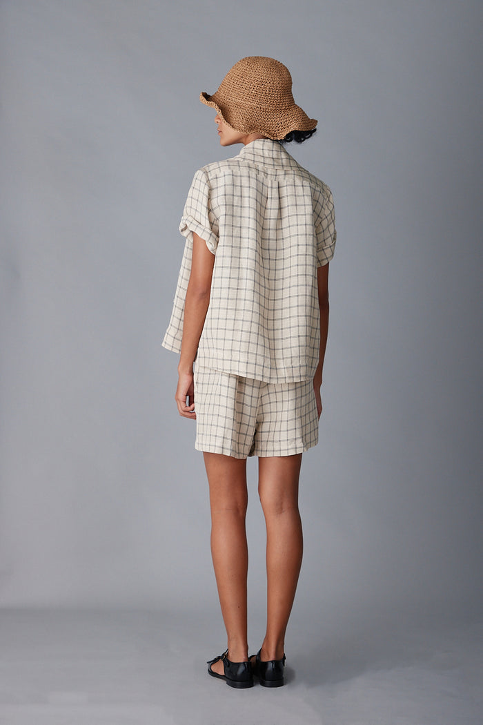 Caron Callahan WESLEY SHIRT Cream Windowpane Plaid