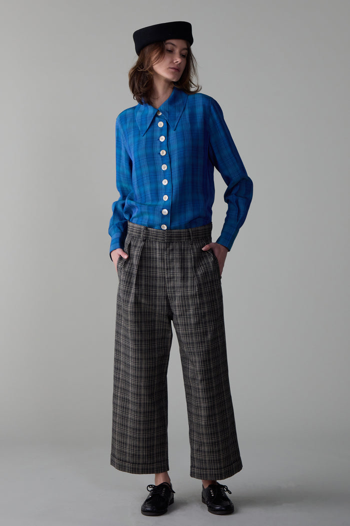 Caron Callahan WILLIAM PANT Black Pencil Plaid